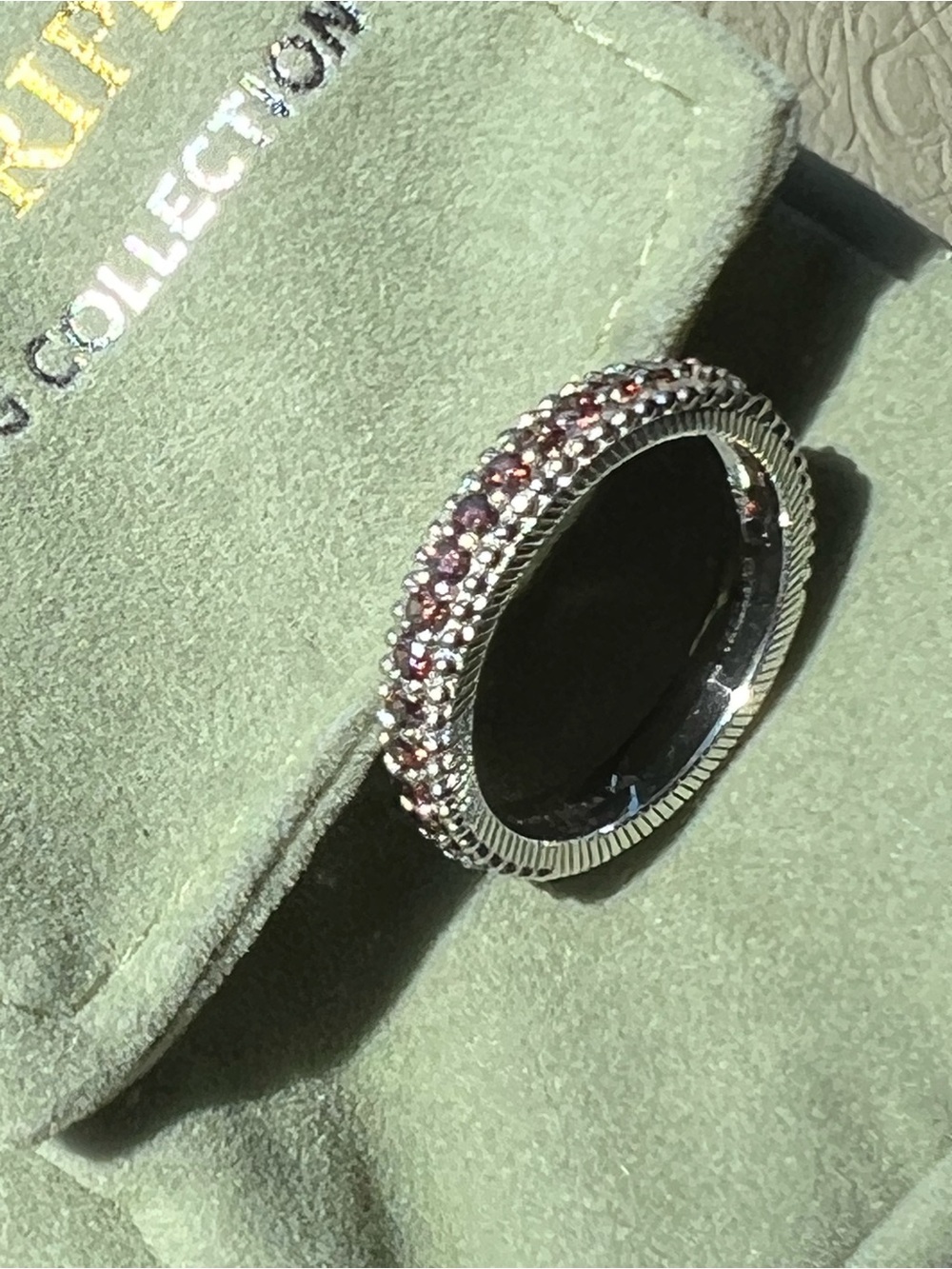 Rare Judith Ripka Sterling Silver Chocolate Brown Champagne CZ Band Ring Size 6
